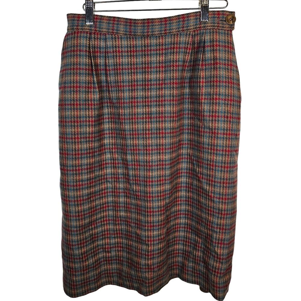 Vintage Pendleton Skirt Womens 10 Plaid Pure Virgin Wool Midi Made USA Side Slit